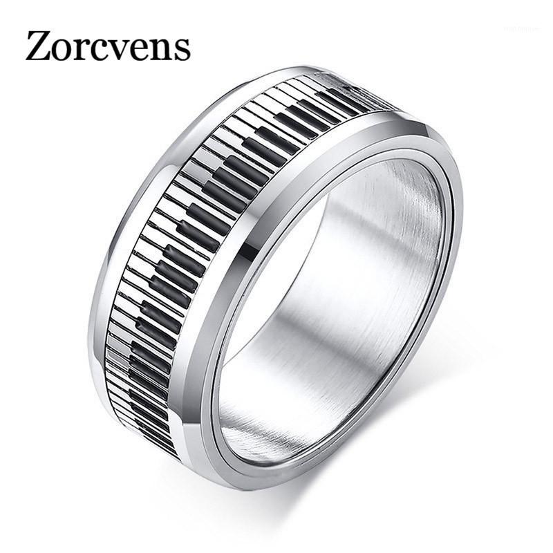 

ZORCVENS Rotatable Piano Key Ring For Men Stainless Steel Band Stylish Spinner Band Music Lover Musician Gift Jewelry1