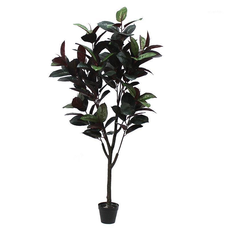 

Artificial tree artificial plants 160cm rubber tree greenery potted plant indoor decoration fake plants with pot house bonsai1, 160cm red with pot