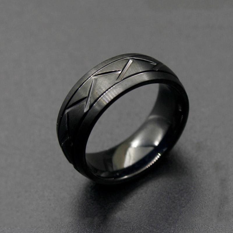 

Cool Mens stainless steel Rings 8 MM Wedding Band Black Engagement Ring for Men Jewelery Accessories