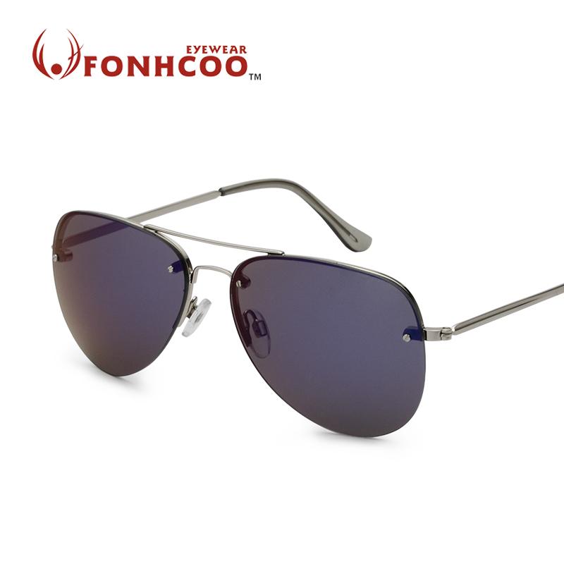 

FONHCOO men glasses brand mirror metal frame sunglasses Women fashion designer sun glasses rimless UV400 rays hot oculos