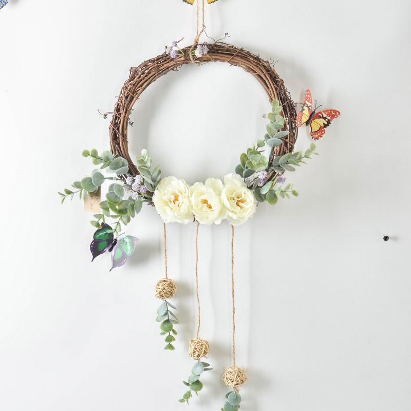 

Festival Decor Wreath Rattan Garland Artificial Flower Ornament Party Home Supplies Suitable For Parties And Other Festivals, White