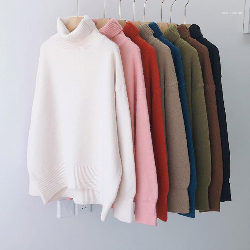 

Autumn Winter Women Turtleneck Sweater Oversize Wool Warm Pullovers Sweater Long Sleeve Cashmere Loose Jumper knit Pullovers1, Black