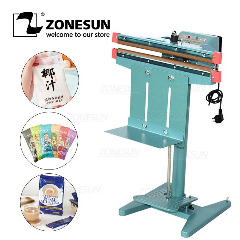 

ZONESUN Manual Plastic Bags Heat Sealing Machine with Foot Pedal Dual Use Aluminum Foil Heating Sealer Beverage Machinery