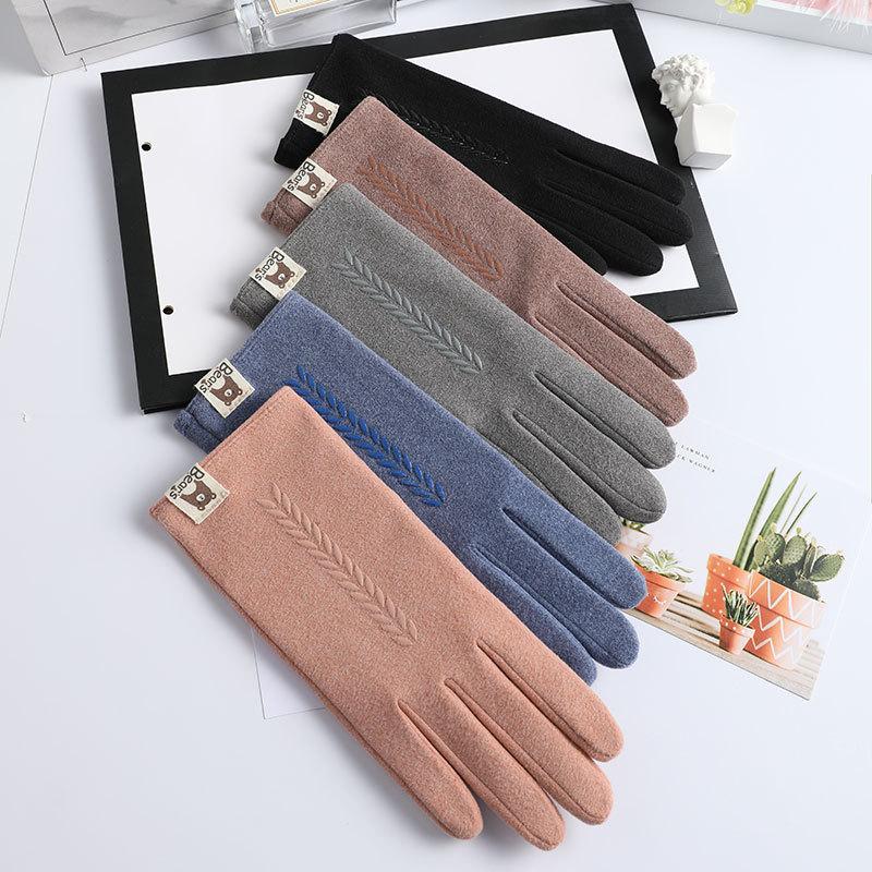 

2021 Women Winter Gloves Warm Touch Screen Thin Spring Fashion Single Layer Plus Velvet Inside Female Elegant Soft Gloves