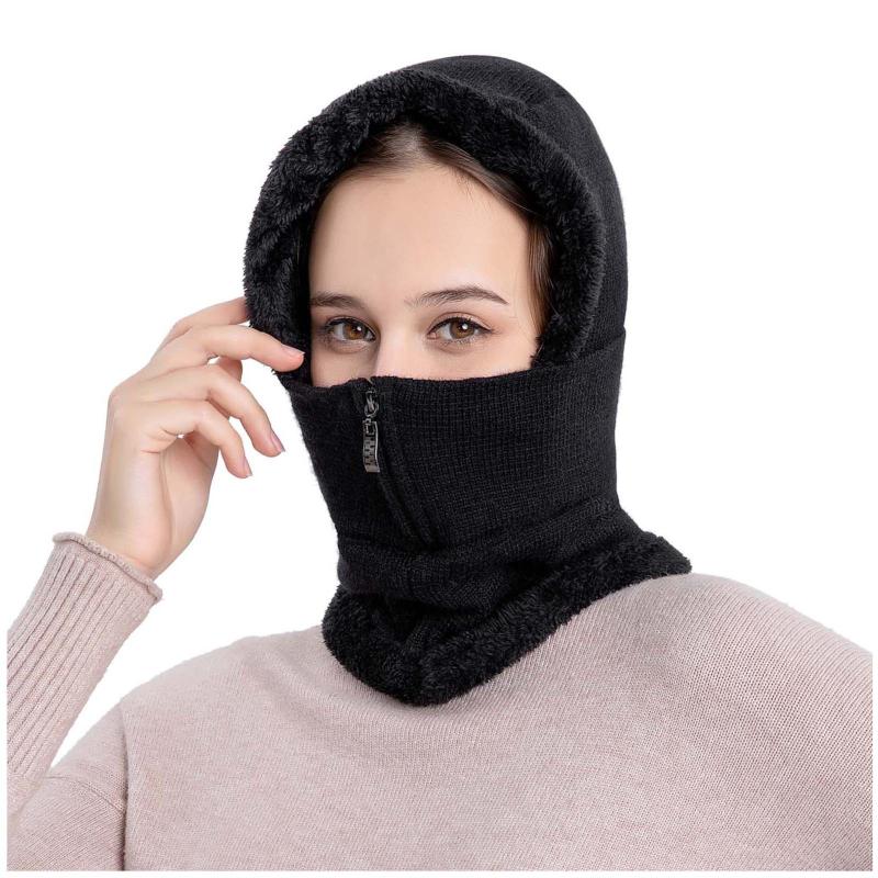 

Adult Windproof Solid Color Warm Hat Unisex Cycling Skiing Knit Hat Scarf Mask Sets Warm Knitted Protection Windproof Cap #T1G, 1pc