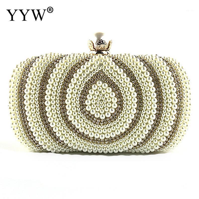 

Luxury Evening Bag Diamond Rhinestone Pearls Clutches Wedding Party Women Purse Handbags Wallets Evening Clutch Bag Bolsa Totes1, White