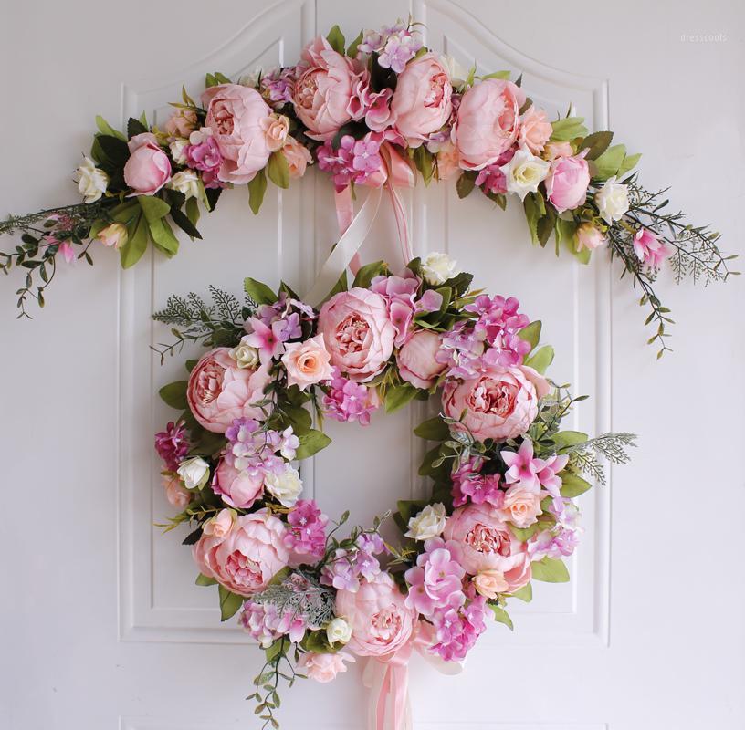 

Artificial Fake Flowers Penoy Wreath Door Hanging Wall Garland Silk Flowers Floral for Christmas Home Wedding Party Decoration1
