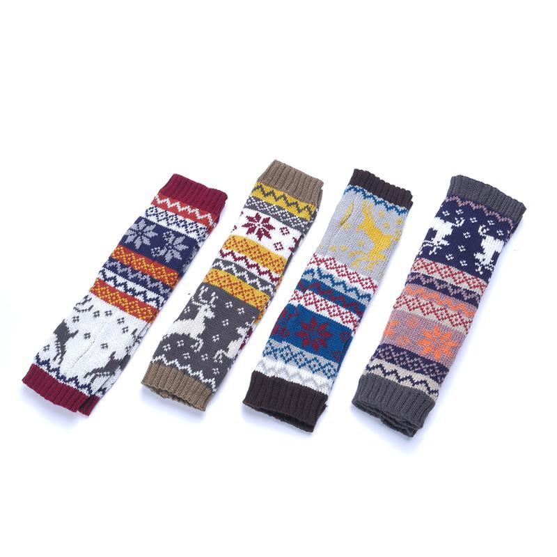 

Women Fingerless Knitted Gloves Winter Warm Long Arm Warmer Gloves Mittens Xmas