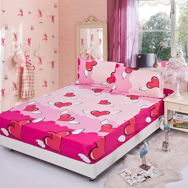 

Wholesale-Fitted bed cover mattress cover angel heart elastic bed cover cushion cloth fitted sheet bedspraeds pillowcase fitted 3pcs/set1, 8090