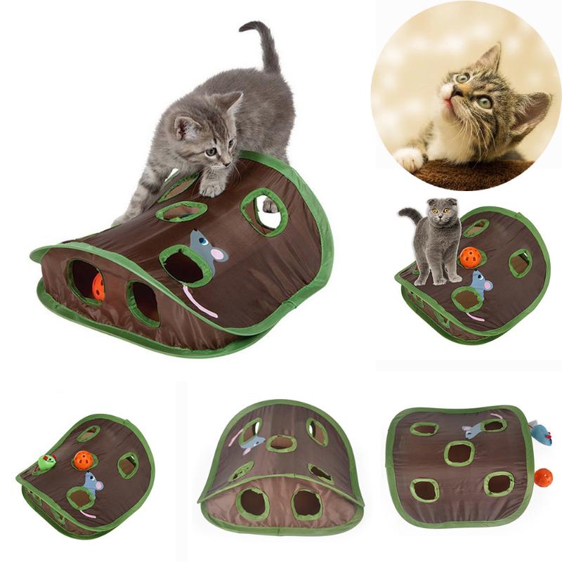 

9 Hole Pet Cat Mice Tunnel Tent Cats Playing Hide & Seek Collapsible Puzzle Exercise Mouse Hunt Toy Intelligence Game Toy