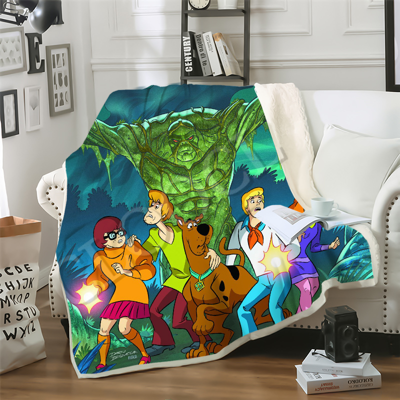 

CLOOCL Cartoon Anime Scooby Doo Warm Plush Blanket 3D Print Soft Winter Blanket Beding Travel Decorative Fashion Sofa Two-layer Quilt