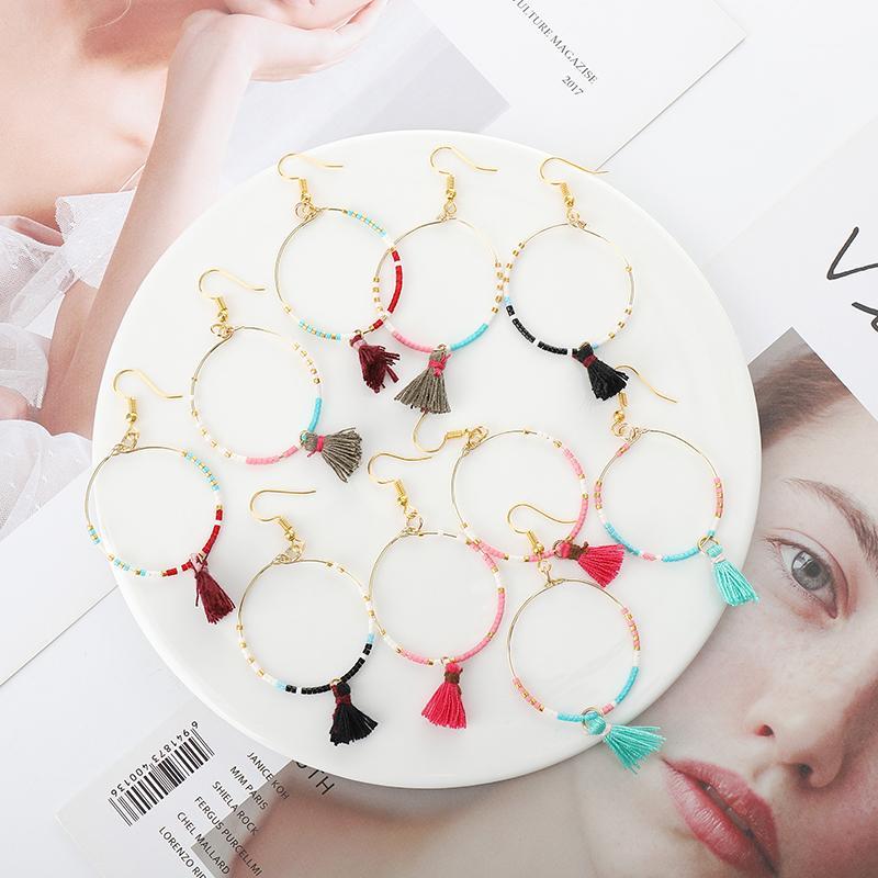 

Hoop & Huggie G.YCX Boho Ethnic Gold Filled Beaded Earrings For Women Girl Red Tassel Colorful Miyuki Summer Chic Femme Jewelry1