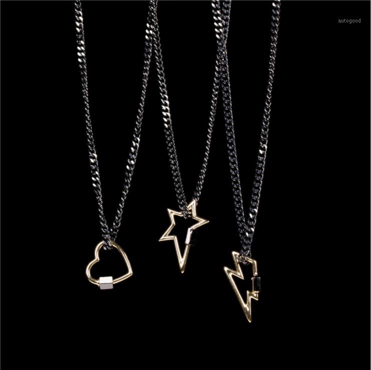 

Chains Retro Hip Hop Screw Buckle Love Necklace Black Cuban Necklace1