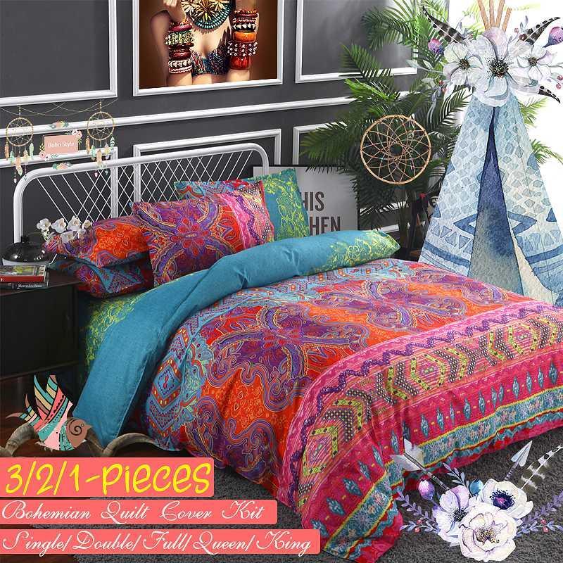 

Bohemian Oriental Mandala Bedding Set Pillowcase Duvet Cover Set Optional Flat Sheet  Queen King Size1