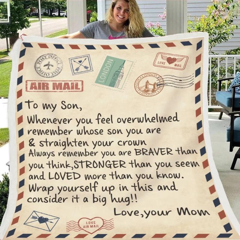 

A Gift to My Wife Son Daughter Letter Blanket 3d Print Kepp Warm Blanket On Bed Home Textiles Dreamlike Christmas Gift Letters B
