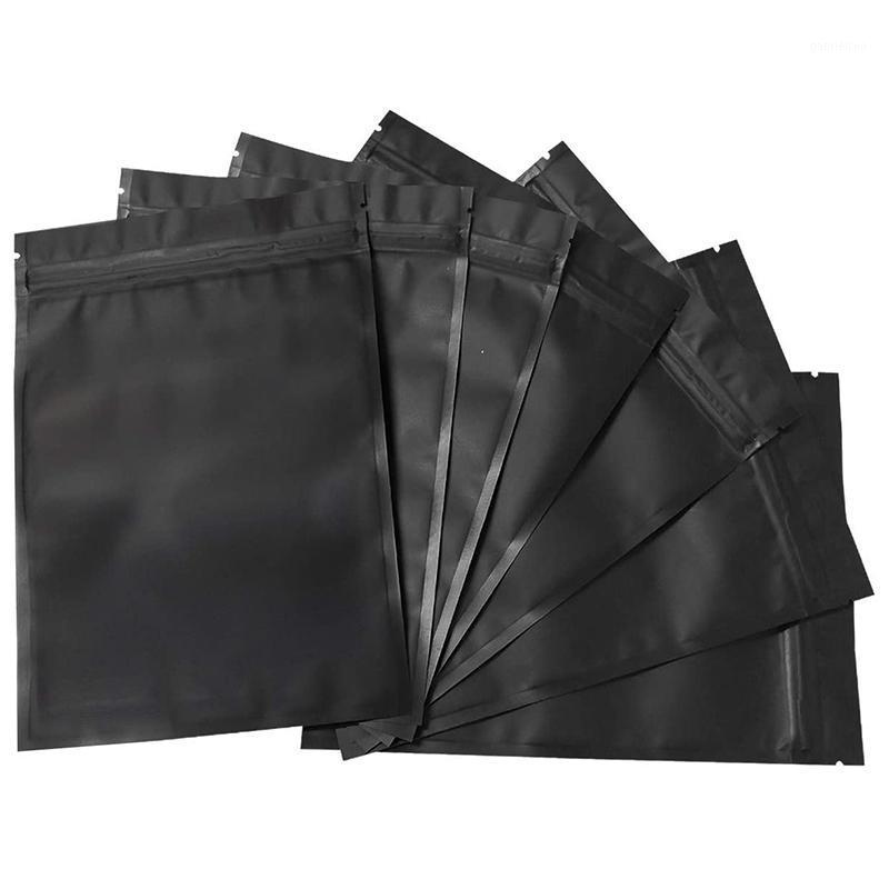 

HOT 100 Pack Smell Proof Stand-Up Bags - Resealable Mylar Bags Foil Pouch Double-Sided Zipper Closure Bag Matte Black1