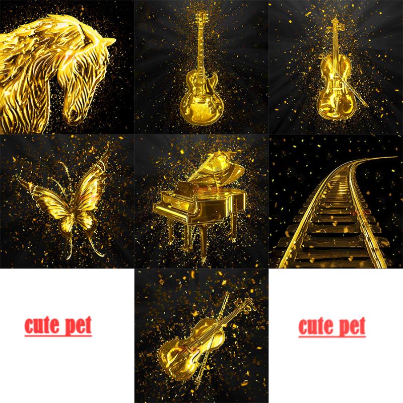

cute pet Gold series diy artwork Horse 5d diamond painting puzzle Piano violin Home Decor Diamond Cross Stitch Embroidery Mosaic