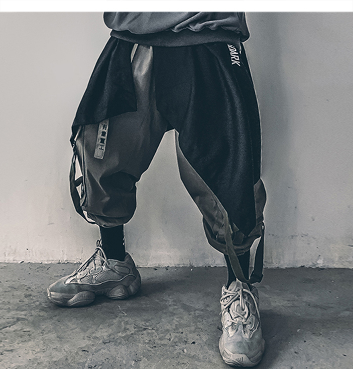 Irregular de Hip Hop para hombres,falda Harem pantalones Harajuku ajustable Streetwear negro falda delantal gótico pantalones para correr #BLACK Irregular de Hip Hop para hombres,falda Harem pantalones Harajuku ajustable Streetwear negro falda delantal gótico pantalones para correr #BLACK