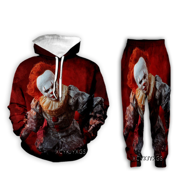 

New Men/Womens Stephen King' IT - Pennywise Funny 3D Print Fashion Tracksuits Hip Hop Sweatshirt and Pants 2 Pcs Set Hoodies Z04, The colors on the picture