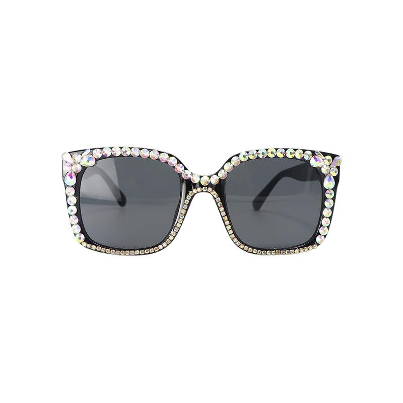 

Fashion Black Women Cat Eye Sunglasses Diamond Plastic Sun Glasses UV400 Eye Protection Square Shades Eyewear Outdoor