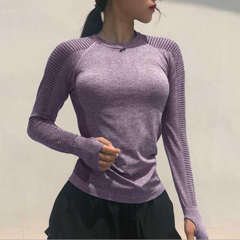 

Ladies Long Sleeve Yoga Top Fitness Running T-shirt Gym Wearing Sportswear Female Yoga Shirt Pure Color Sportswear1, Fuchsia