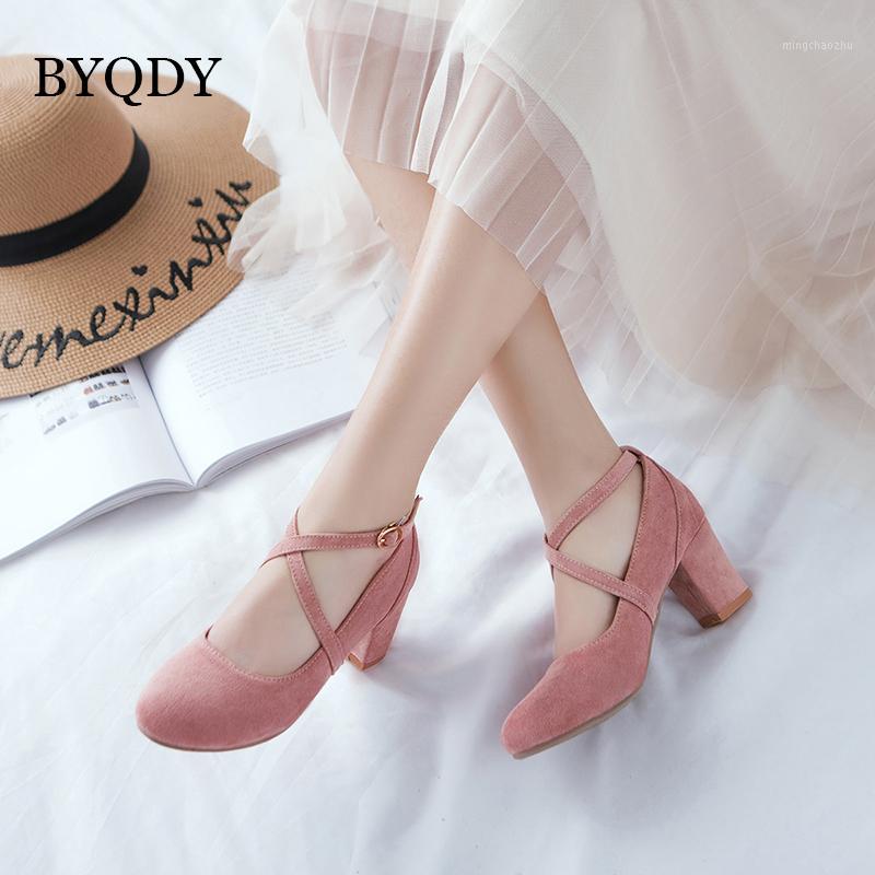 

BYQDY Spring Round Toe Women Pumps Mary Jane Shoes Ladies High Heels Party Wedding Shoes Thick Heel Pumps Footwear Casual1, Beige shoes