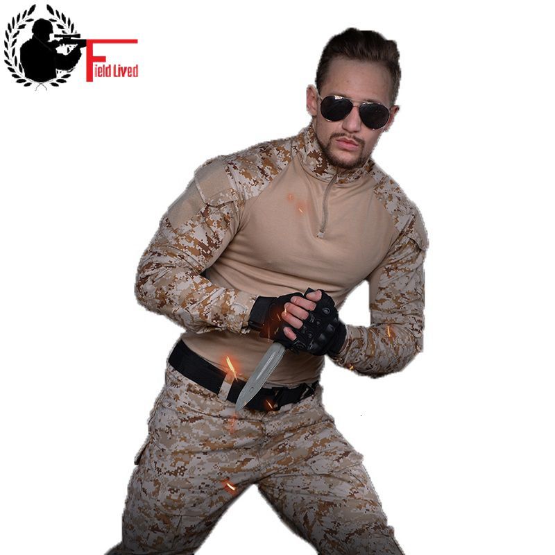 

2021 New Men's Camouflaged Military Style, Long Sleeve, Multi-fold, Combat Shirt, Soldier, Tactic Auj2, Digital jungle