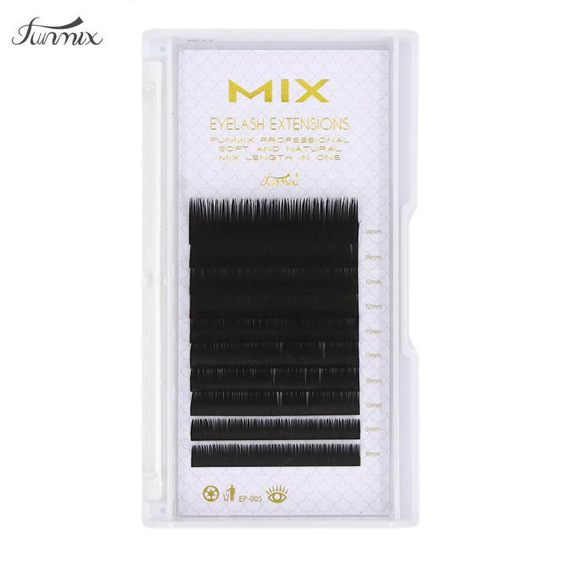 

Funmix professional 8~14mm mix natural synthetic mink individual eyelash extension makeup cilia