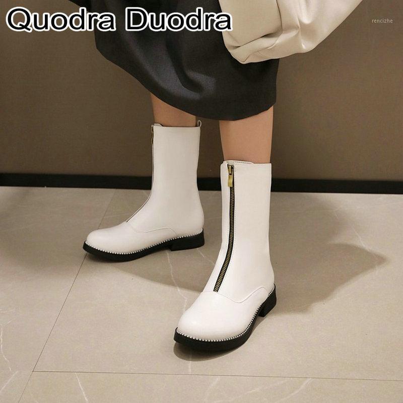 

Women ankle boots Winter PU shoes round Toe shoes zipper front Fashion solid Female Big Size 40 autumn Riding boots chunky1, Black