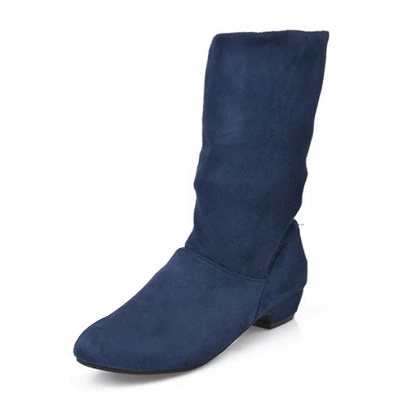 

Low Heels Wedges Women Boots Slip On Ladies Ankle Boots Winter Warm Shoes Woman 3 colors botas mujer XKD2082, Blue