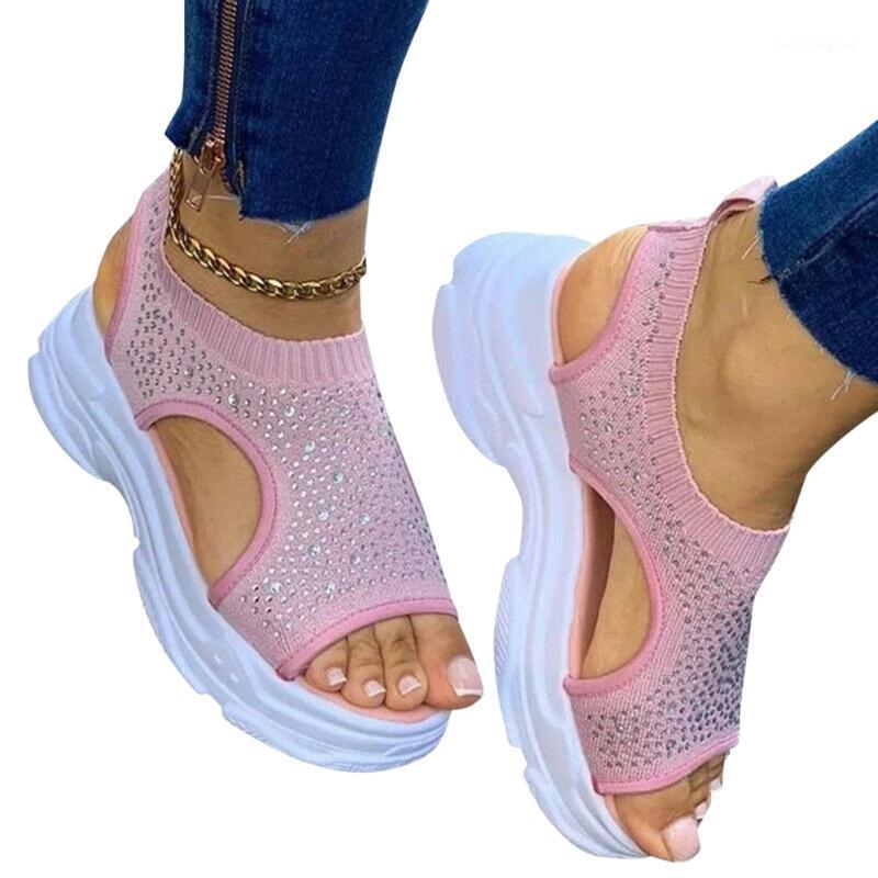 

Women Open Toe Sandals Ladies Summer Platform Thick Heel Shoes Anti-slip for Summer JL1, Black