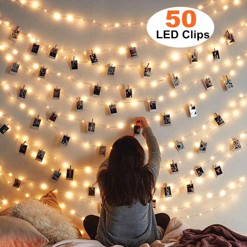 

Photo Clips String Lights with Clip for Hanging Photos Pictures Cards Memos Dorm Bedroom Wall Decor Wedding Party Decorations