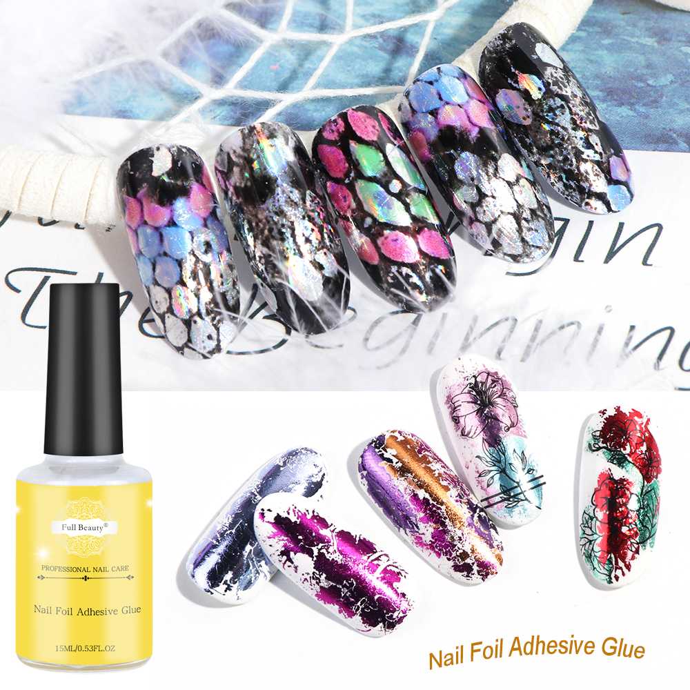 

15ml Waterproof Nail Glue for Transfer Foil Sticker Nail Foil Adhesive Polish Gel Starry Paper Print Foils Wraps Manicure TSLM1, White