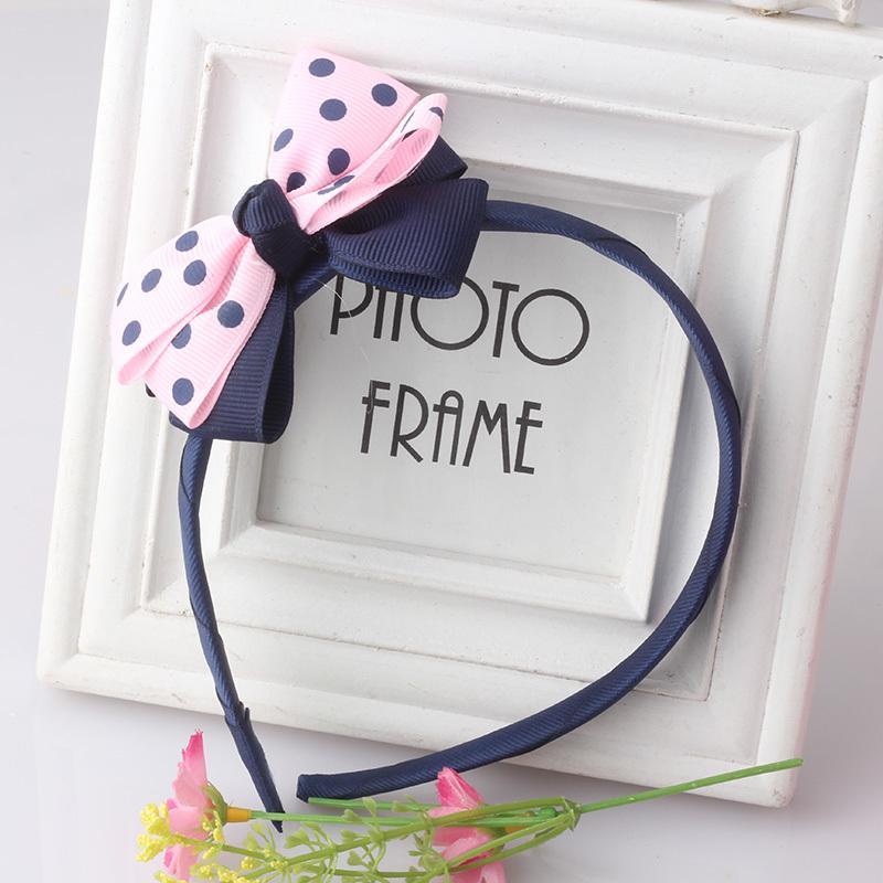 

1PC Baby Hair Accessories Cute Bowknot Hairband Sweet Dot Bow Hair Ornaments Children Headwear Polka Dot Princess Band1, Pink dot