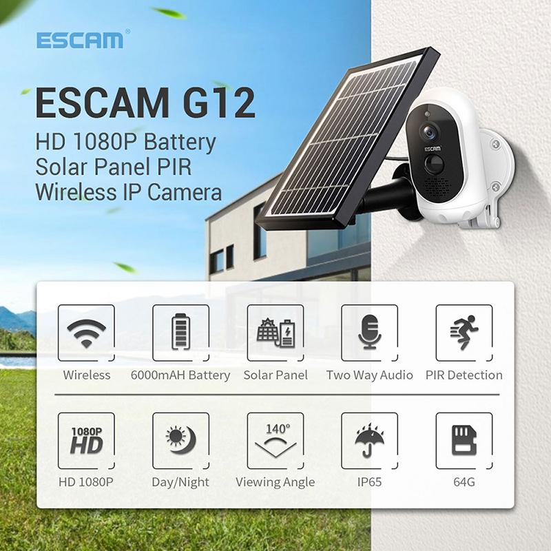 

HD 1080P Outdoor Solar Panel Camera Wireless Rechargeable Battery IP Camera PIR Alarm WiFi Security Video Surveillance