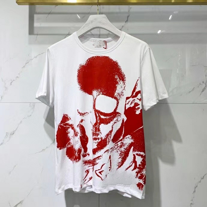 

2021 Summer fashion mens designer red skull printing t shirts ~ CHINESE SIZE 3XL tshirts ~ new designer mens short sleeve t shirts, White;black
