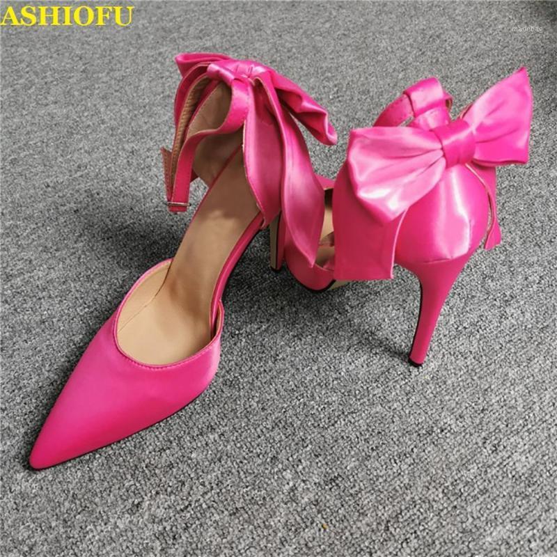 

ASHIOFU Handmade Ladies High Heel Pumps Butterfly-knot Wedding Party Prom Dress Shoes Pointy Sexy Evening Slip-on Fashion Shoes1, As pic