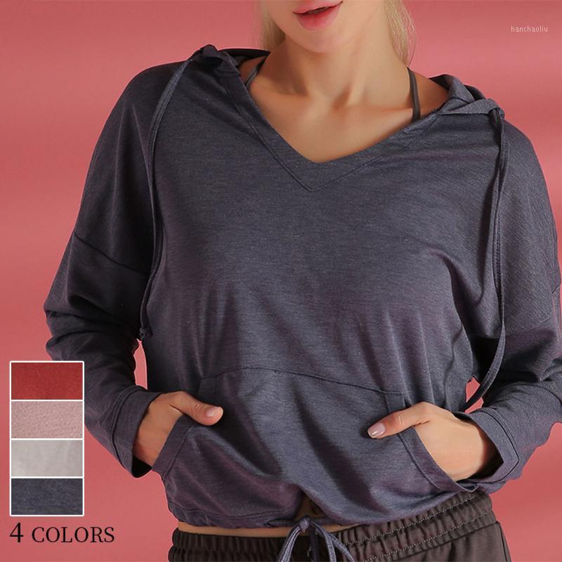 

4 Color Hooded Solid Color Long-sleeved Loose Sports Running Fitness Clothes Women New Sports Sweater Casual Yoga Top for Women1, Pink