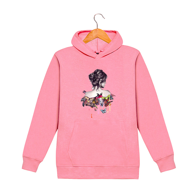 

Mens DIY Hoodies Cartoon Beauty & Butterfly Print Hoodies Men Women Casual Solid Color Sweatshirts Fashion Autumn Wear, Orange