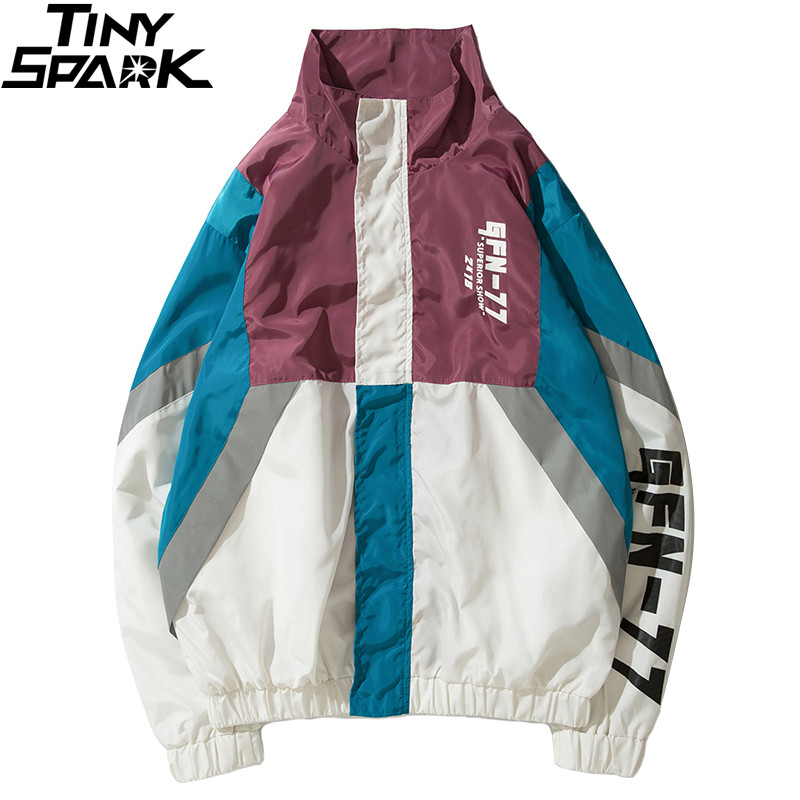 

Color Block Jacket Windbreaker Hip Hop Mens Streetwear Jacket Coat Harajuku Vintage Casual Zip Track Jackets Fashion Autumn 2020, A27a19 white