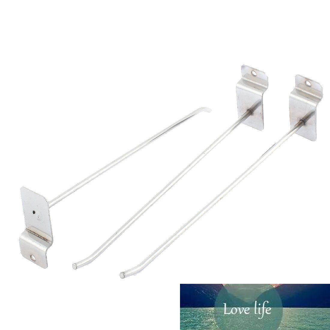 

20cm Long Slat Wall Hooks Silver Tone 3 Pcs for Board Shelf Shelving