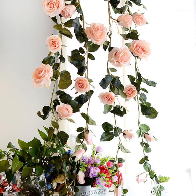 

Fake Rose Vine Artificial Flower Hanging Rose Home Hotel Office Wedding Party Garden Craft Art Decor XH8Z1, Pink