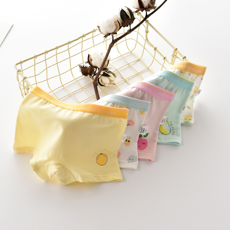 

5 Pcs/lot Girls Panties Pear Teenage Physiological Period Underwear Cute Fruit Shorts Cotton Kids Girls Underpants Baby Clothes Y0126, 5pcs