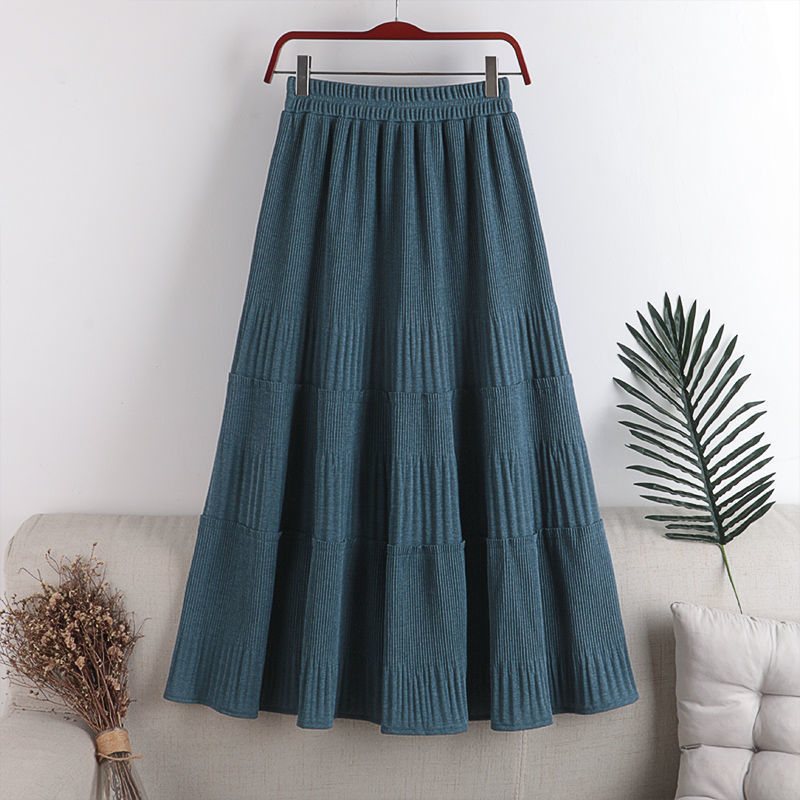 

High 2021 New a maxi line women's elastic skirts long knitted midi skirt winter thick hot Mrs. sweater y314 5D29, Kongquelan