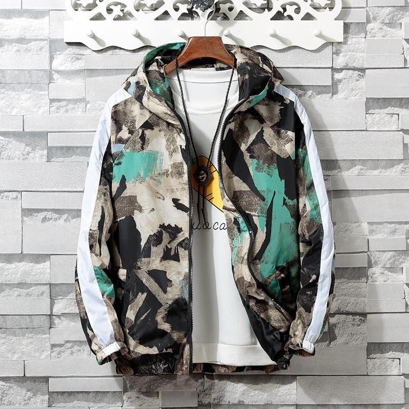

Mens Casual Camouflage Hoodie Jacket 2020 New Autumn Butterfly Print Clothes Men' Hooded Windbreaker Coat Male Outwear, 686green