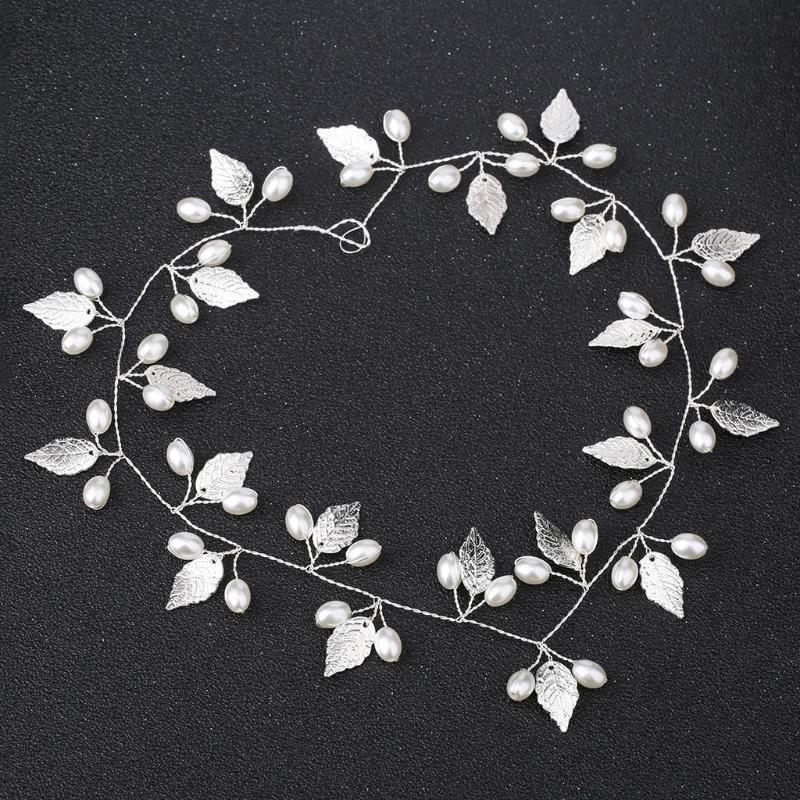 

Hair Clips & Barrettes Bride Headband Pearl Leaves Jewelry Women Wedding Hairband Handmade Decoration