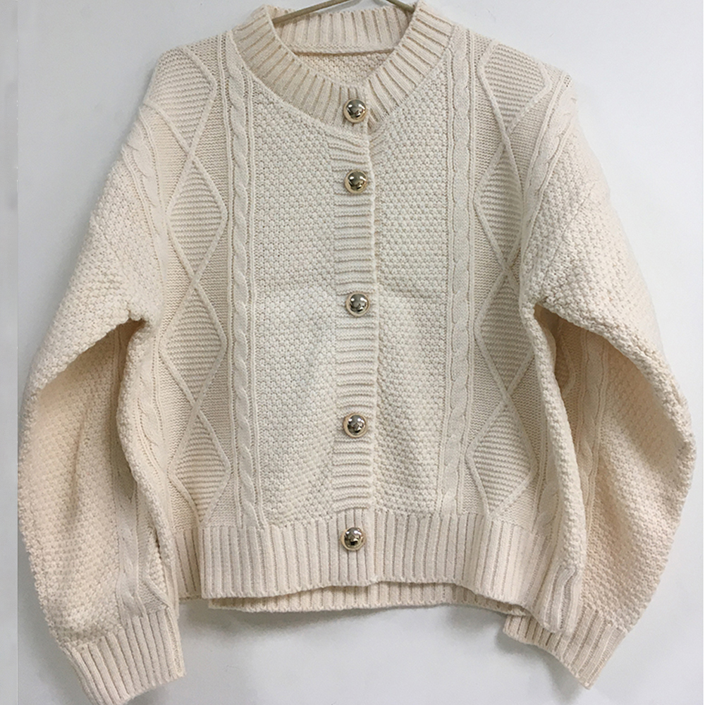 

2021 New Spring Criss Cross Bright Button Vintage Retro Sleeve Only Female Breasted Cardigan Nightgown HQAW, Beige