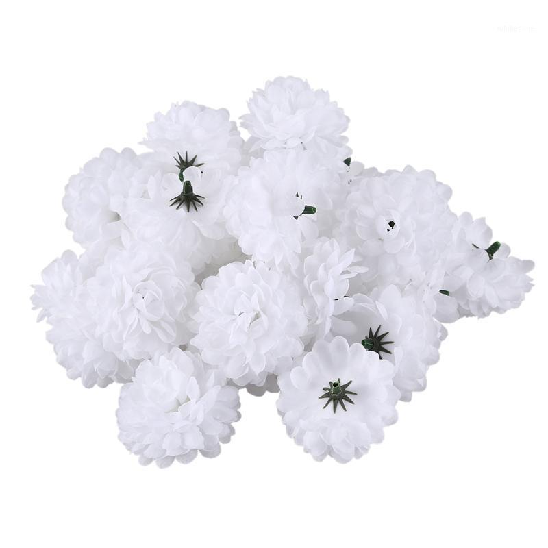 

30pcs Daisy Artificial Fake flower Silk Spherical Heads Bulk Wedding Party Decor,White1, White