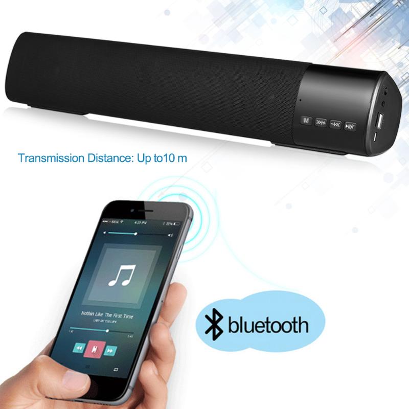 

Wireless Bluetooth Speaker Portable Stereo Music Player BT Soundbar FM Radio TF Card Slot Hands-free LED Display U Disk AUX-IN