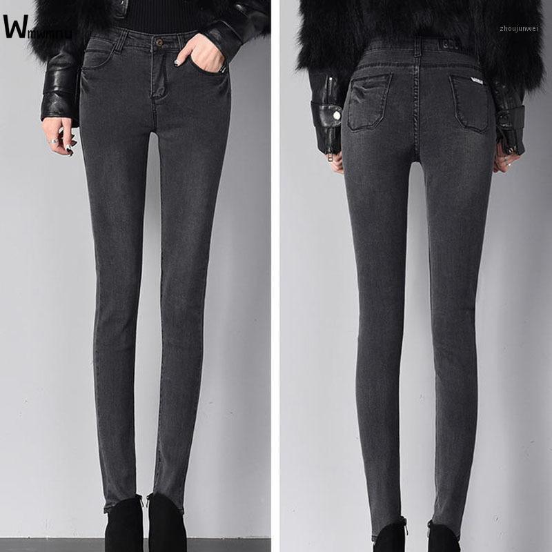 

Casual High Waist Blue Stretchy Denim Pants Female Spring Skinny Cowboy Lift Hips Trousers Plus Size Classic Women Jeans Women's